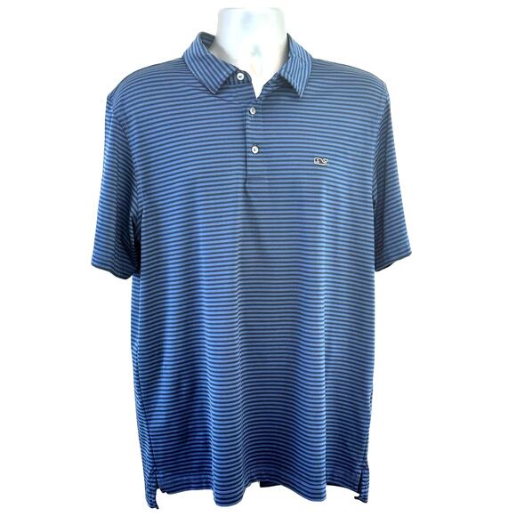 Vineyard Vines Other - Vineyard Vines Performance Large Blue Striped Polo Golf Shirt Excellent